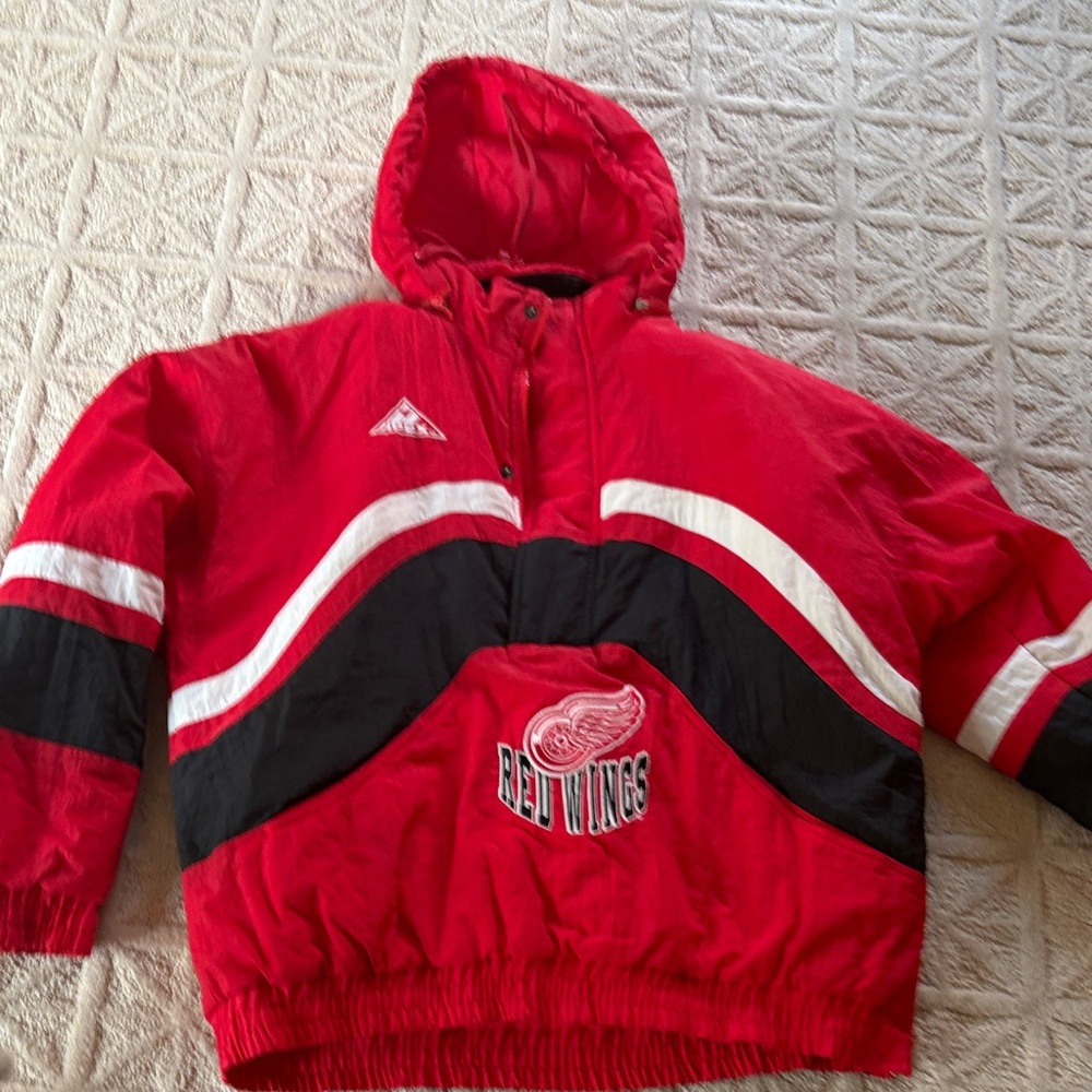 Apex Red Hooded Bomber Jacket with Black & White Panels